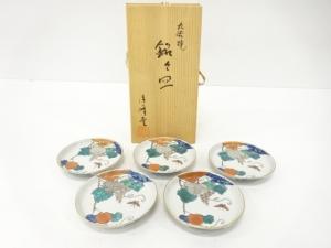 九谷焼　清峰堂造　色絵　葡萄　銘々皿　5客揃